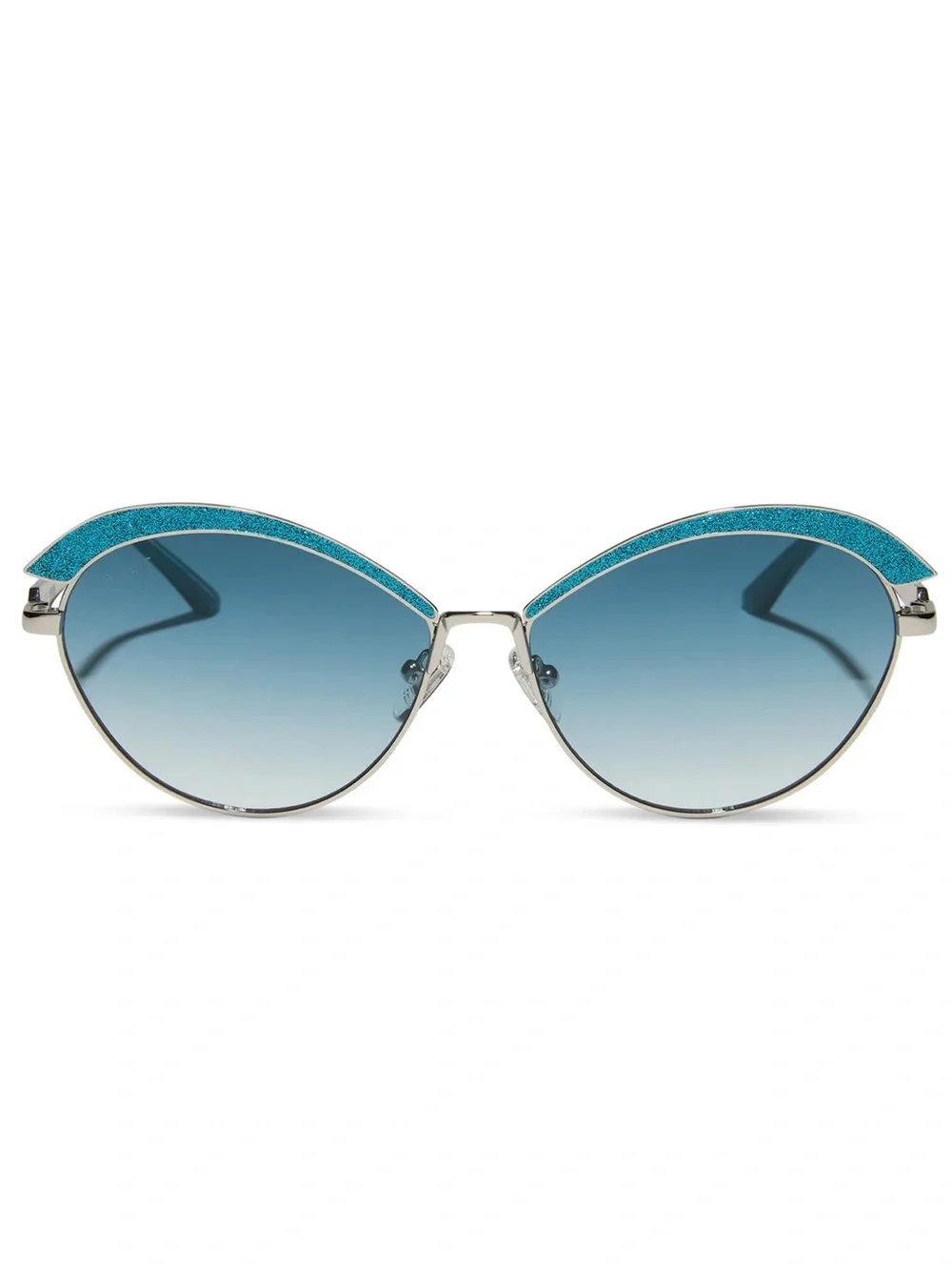 DIFF WEDNESDAY Bianca Sunglasses Glitter Teal Silver Frame Teal Silver Lens NWT